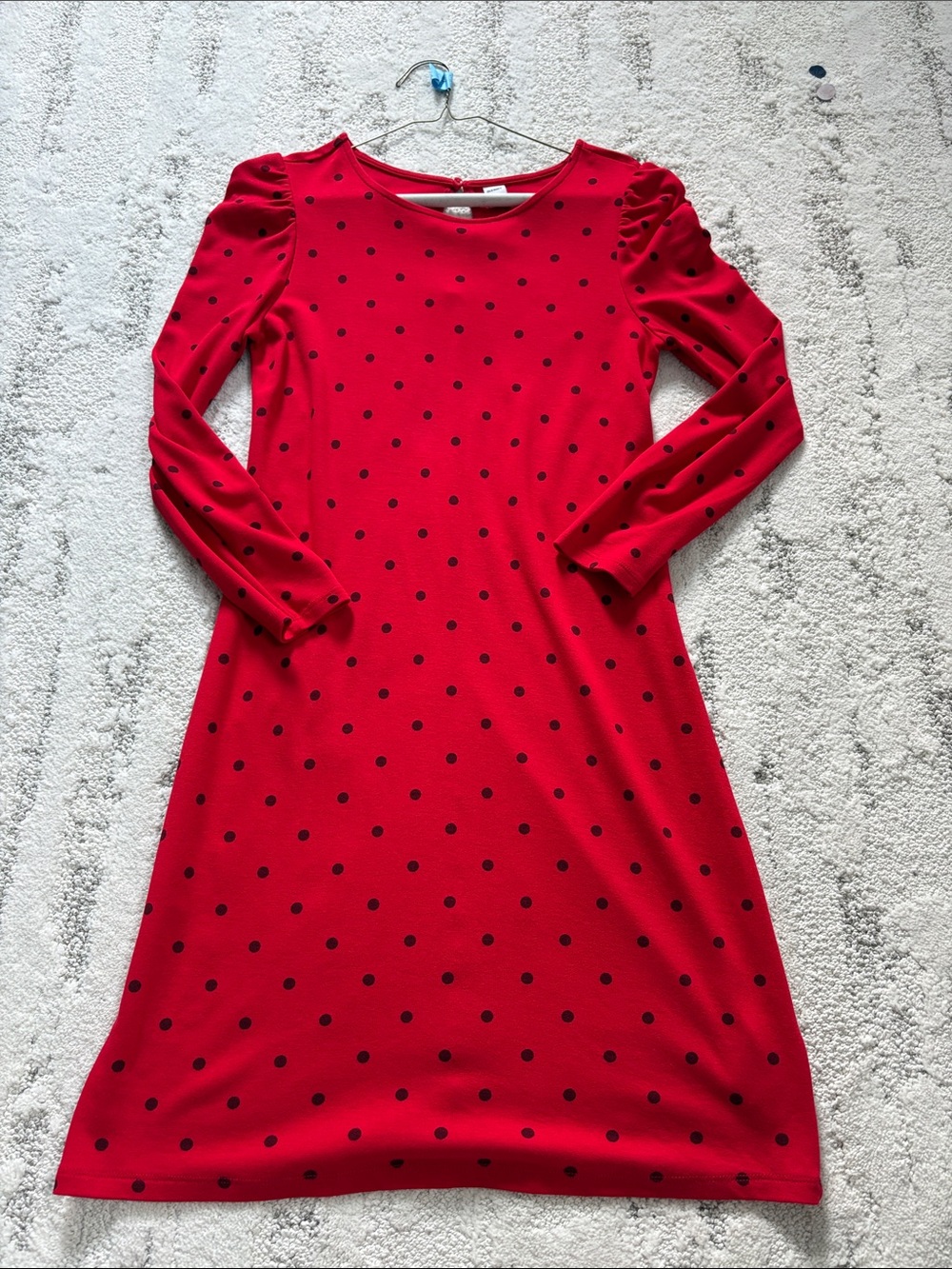 Women's Red Long-Sleeve Polka Dot Dress